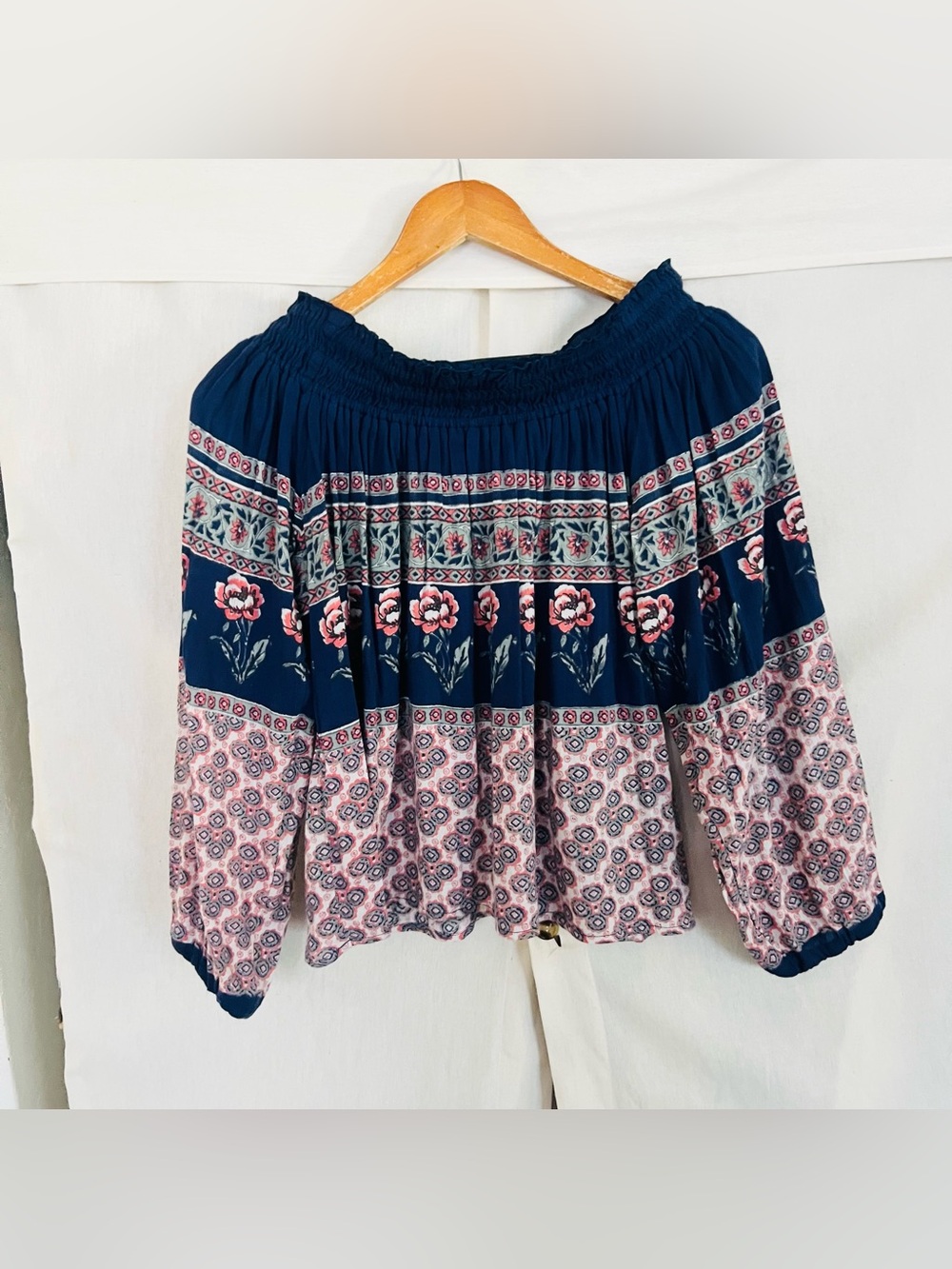 Hollister Multi Print Floral Off Shoulder Top